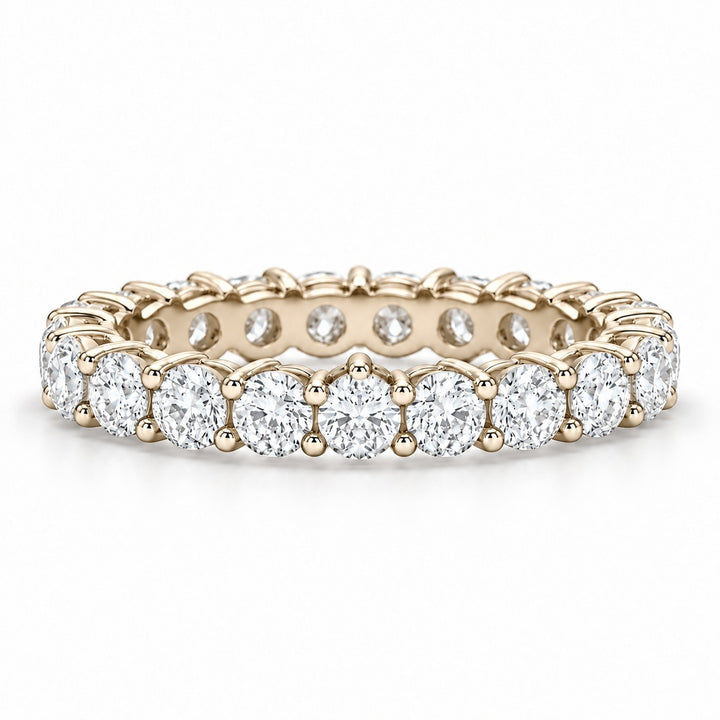 Classic round lab-grown diamond eternity band, 3.0mm, 14K yellow gold, front view