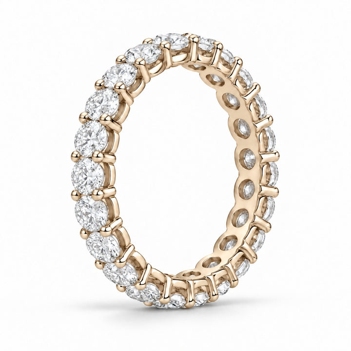 Classic round lab-grown diamond eternity band, 3.0mm, 14K yellow gold, side profile