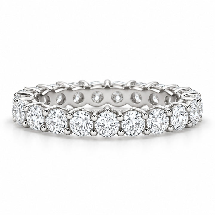 Classic round lab-grown diamond eternity band, 3.0mm, 14K white gold, front view