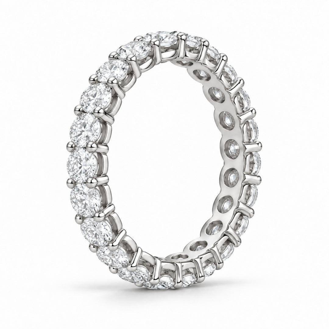 Classic round lab-grown diamond eternity band, 3.0mm, 14K white gold, side profile