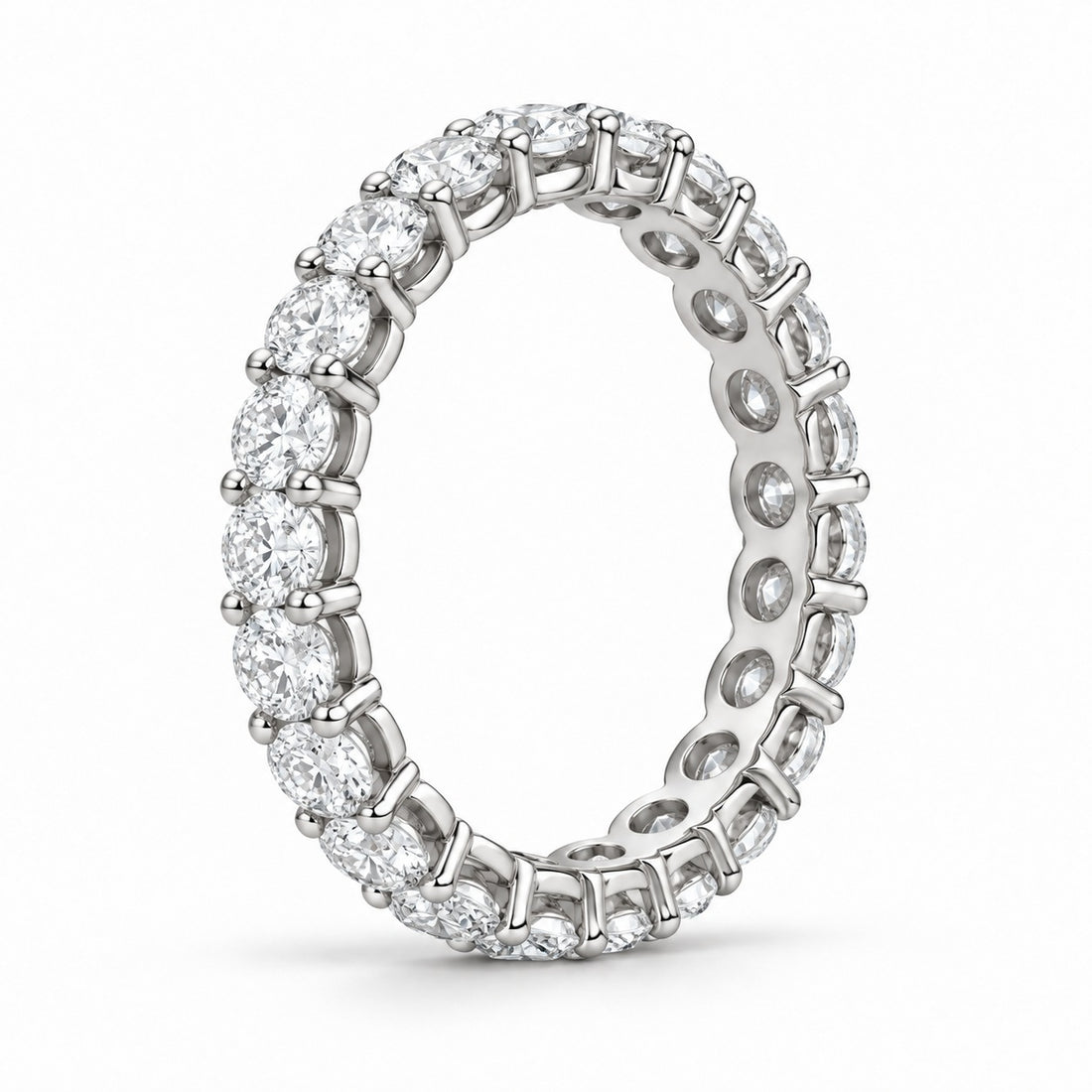 Classic round lab-grown diamond eternity band, 3.0mm, 14K white gold, side profile