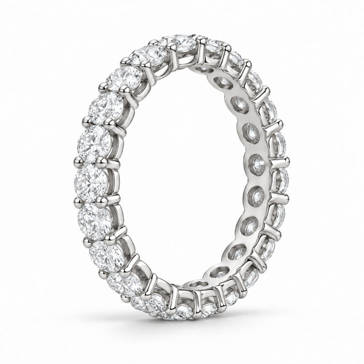 Classic round lab-grown diamond eternity band, 3.0mm, 14K white gold, side profile