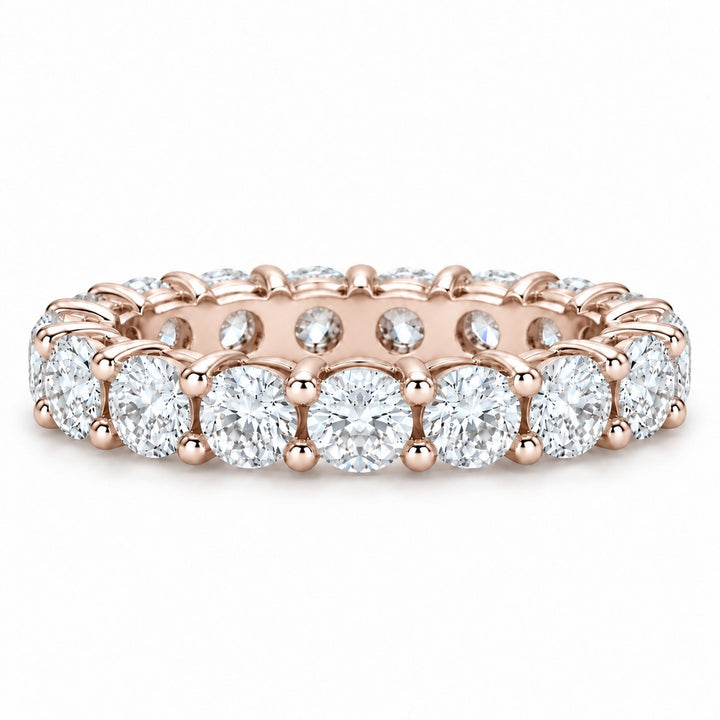 Classic round lab-grown diamond eternity band, 3.5mm, 14K rose gold, front view