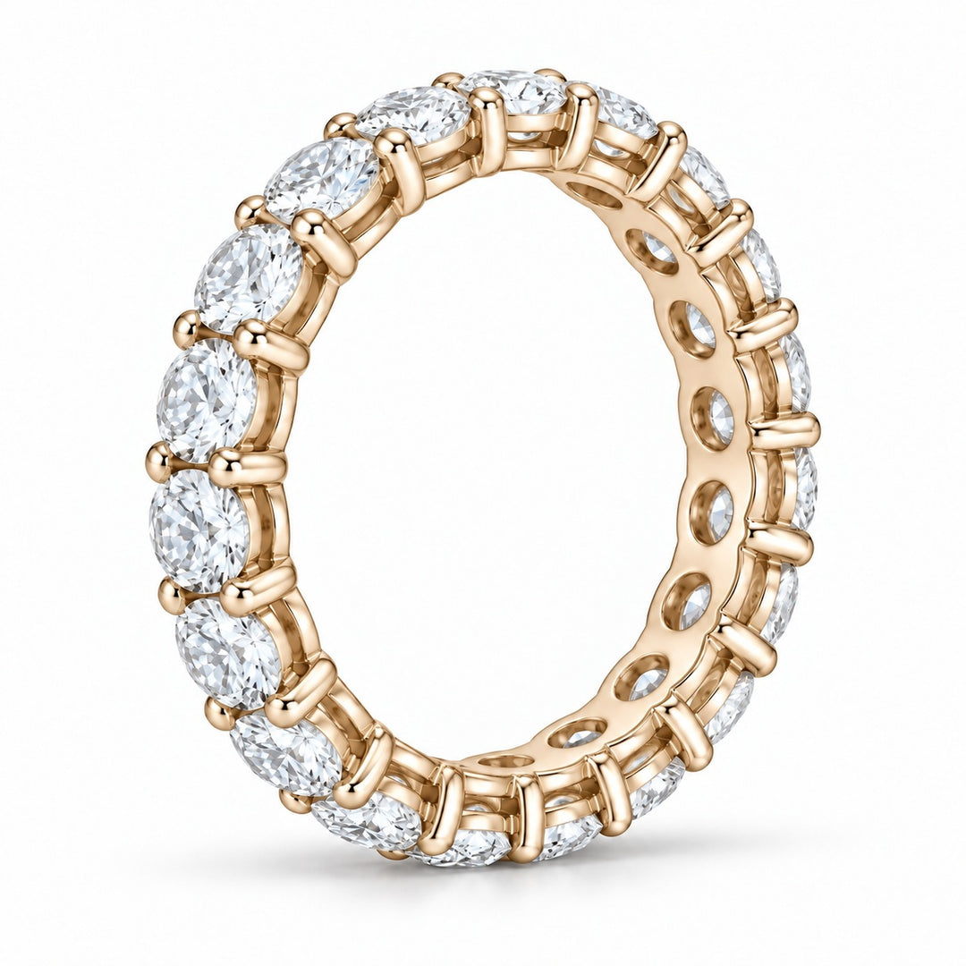 Classic round lab-grown diamond eternity band, 3.5mm, 14K yellow gold, side profile