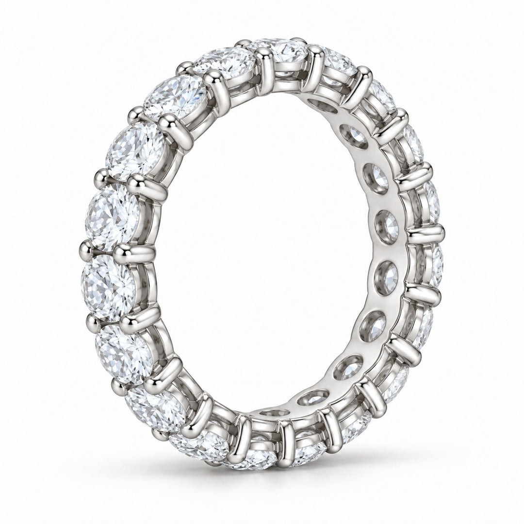 Classic round lab-grown diamond eternity band, 3.5mm, 14K white gold, side profile