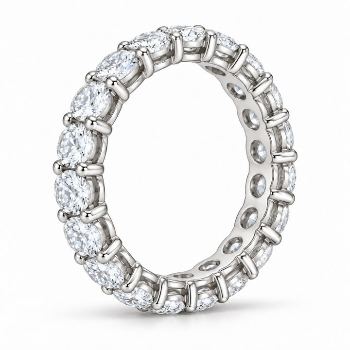 Classic round lab-grown diamond eternity band, 3.5mm, 14K white gold, side profile