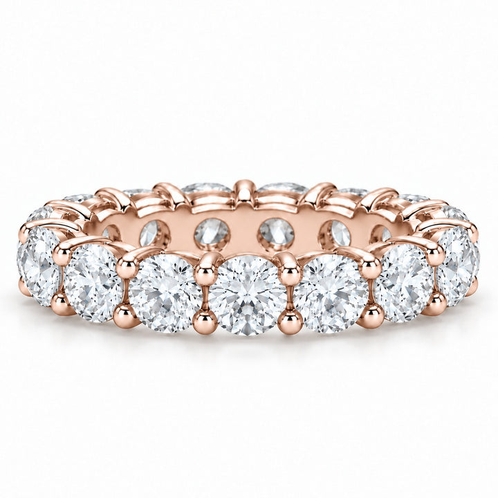 Classic round lab-grown diamond eternity band, 4.5mm, 14K rose gold, front view