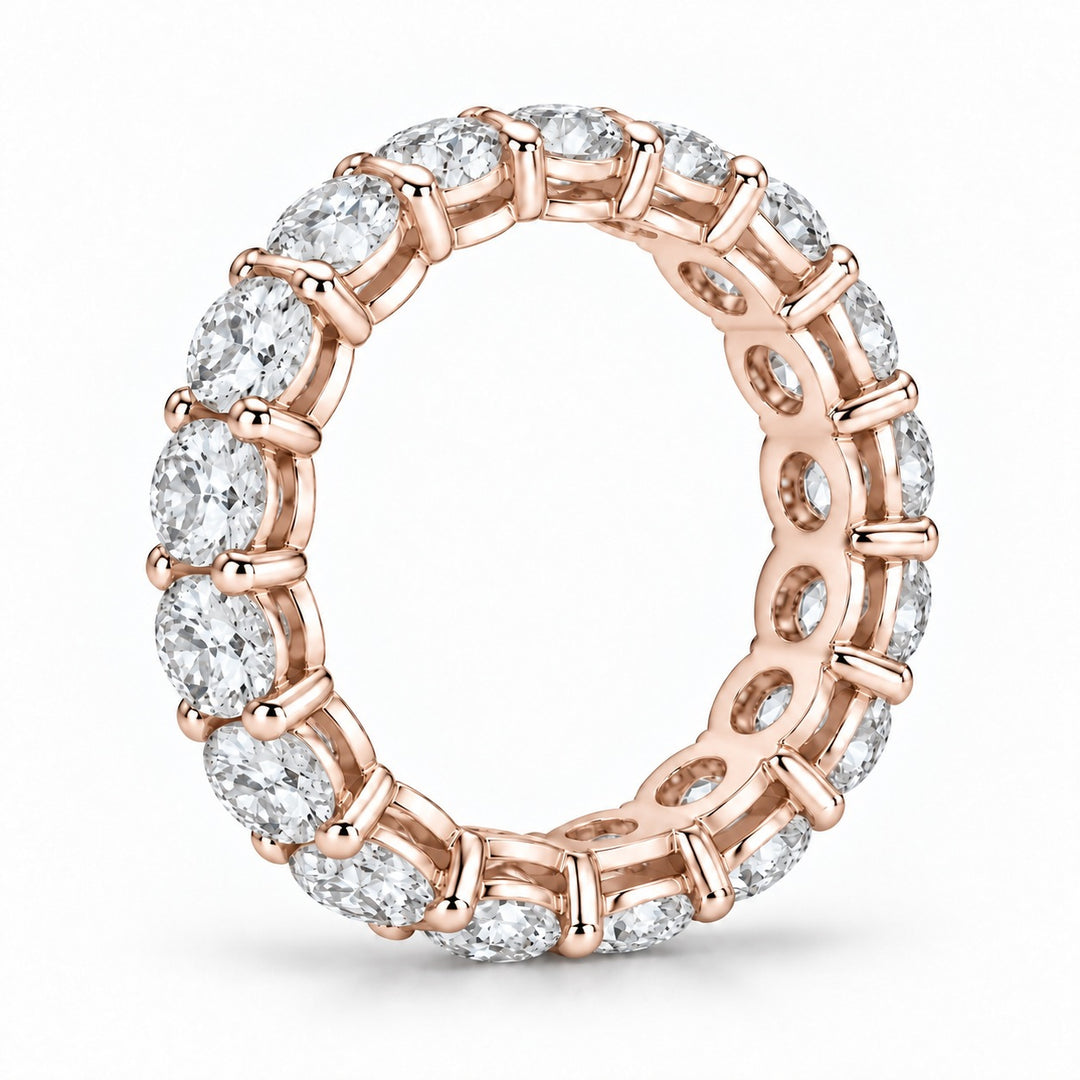 Classic round lab-grown diamond eternity band, 4.5mm, 14K rose gold, side profile