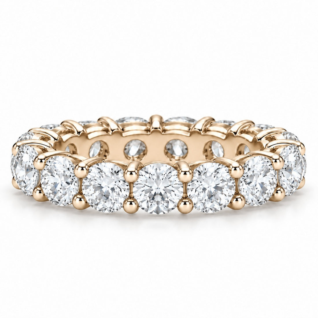 Classic round lab-grown diamond eternity band, 4.5mm, 14K yellow gold, front view