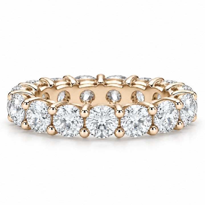 Classic round lab-grown diamond eternity band, 4.5mm, 14K yellow gold, front view