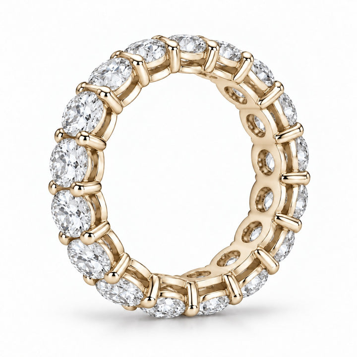 Classic round lab-grown diamond eternity band, 4.5mm, 14K yellow gold, side profile
