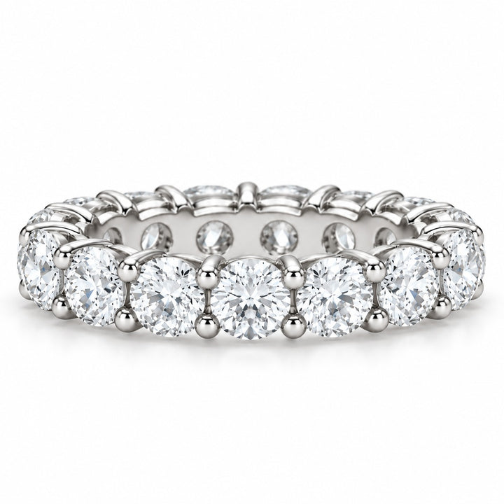 Classic round lab-grown diamond eternity band, 4.5mm, 14K white gold, front view