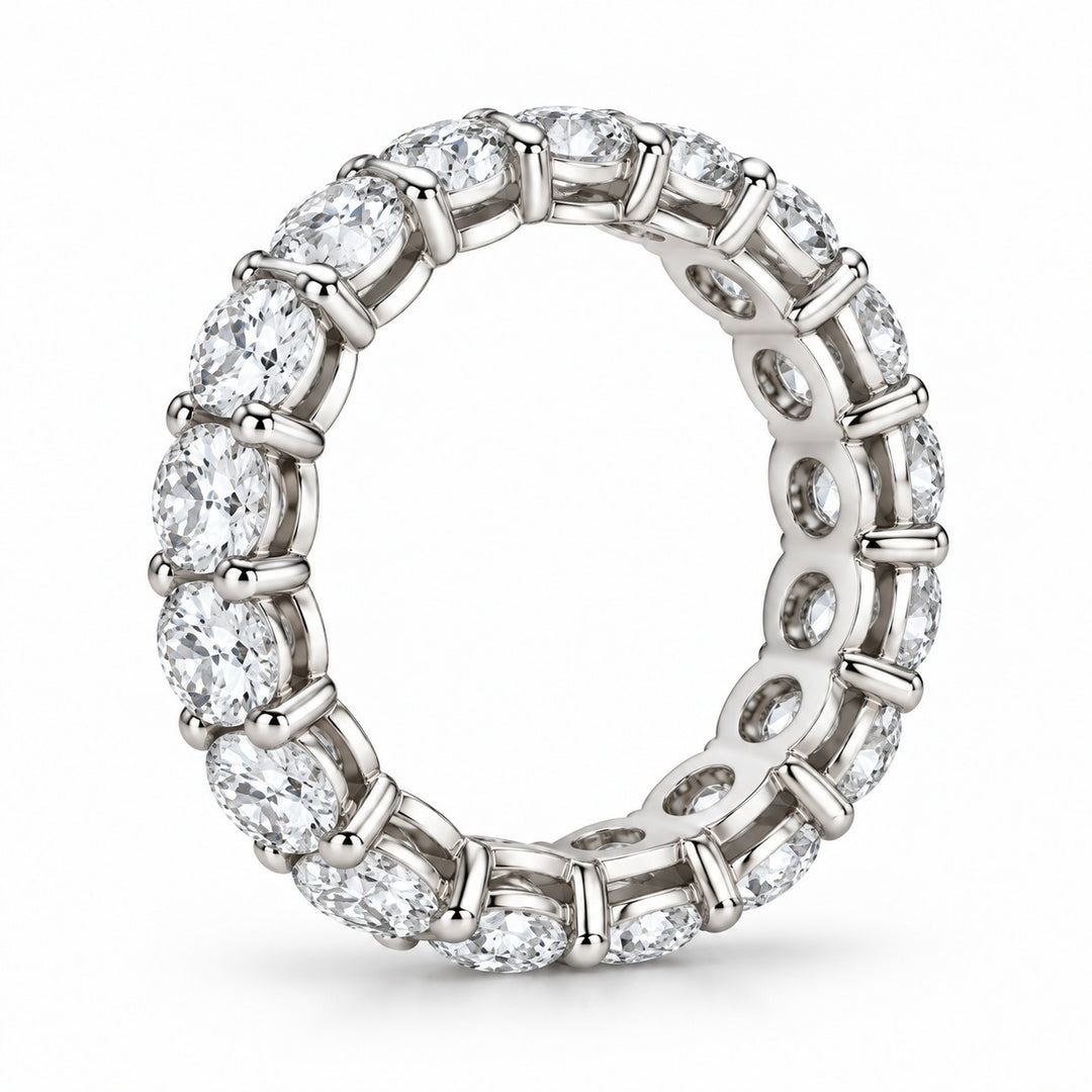 Classic round lab-grown diamond eternity band, 4.5mm, 14K white gold, side profile