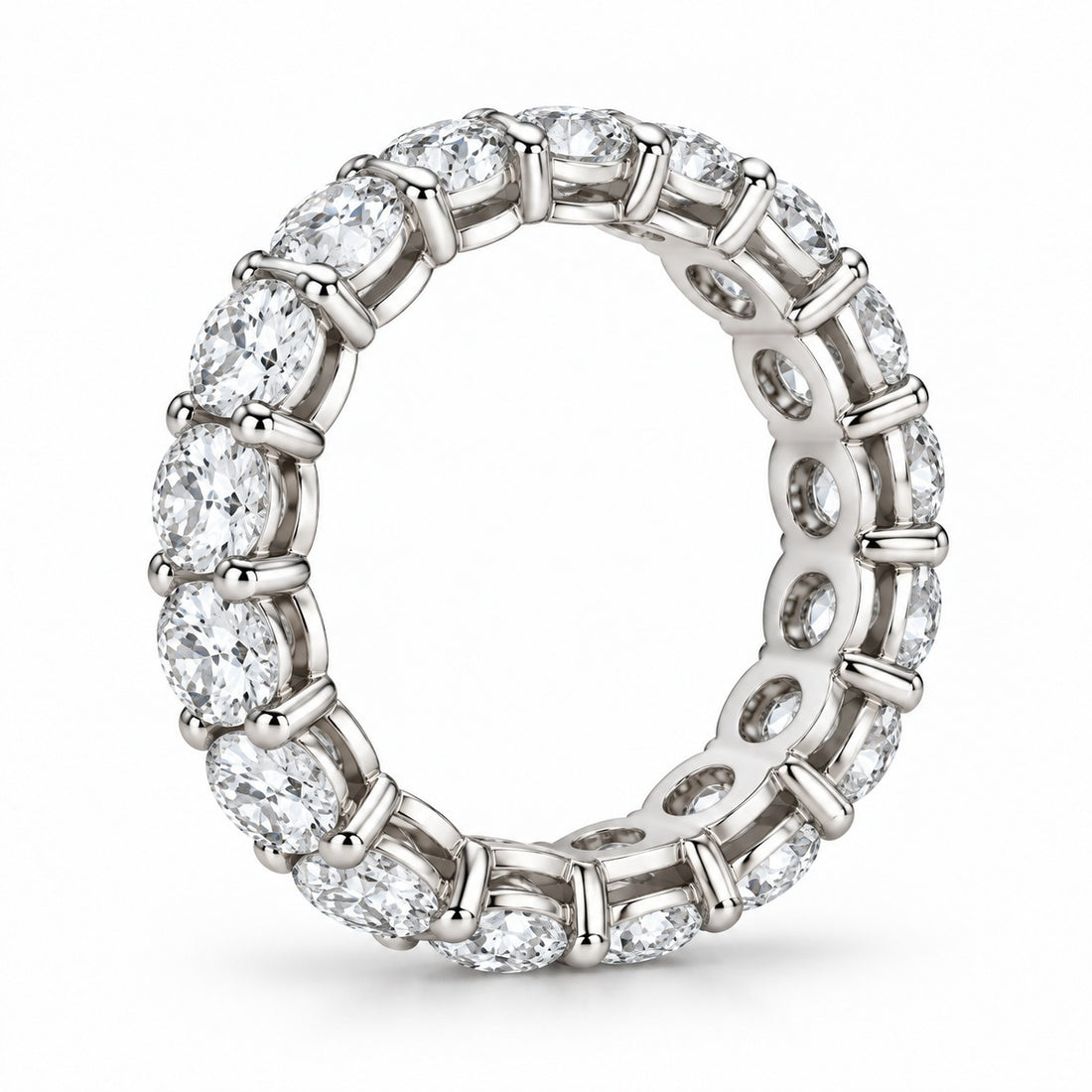 Classic round lab-grown diamond eternity band, 4.5mm, 14K white gold, side profile