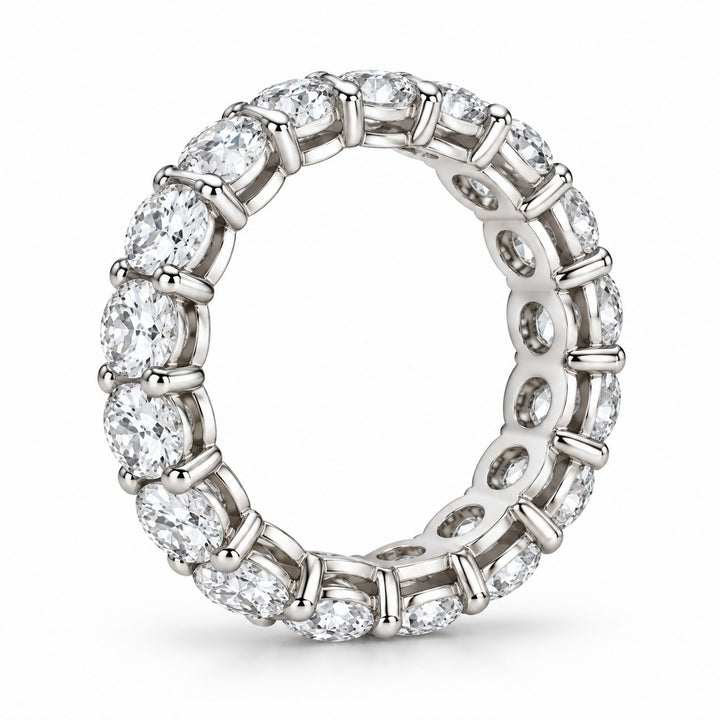 Classic round lab-grown diamond eternity band, 4.5mm, 14K white gold, side profile