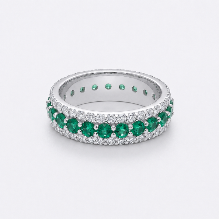 Colombian Emerald & Diamond Eternity Band (4mm, 2.50ctw)