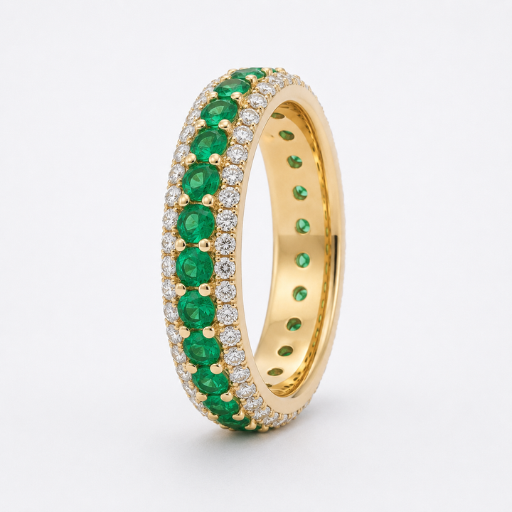 Colombian Emerald & Diamond Eternity Band (4mm, 2.50ctw)