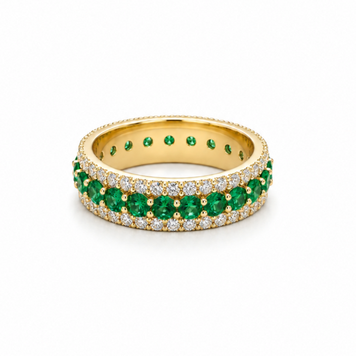 Colombian Emerald & Diamond Eternity Band (4mm, 2.50ctw)