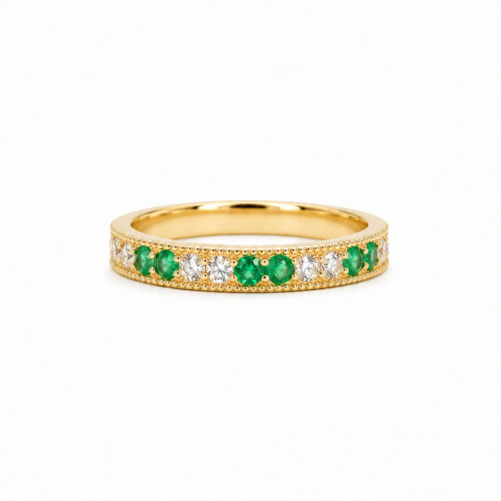 Colombian Emerald & Diamond Eternity Vintage Band (2.5mm, 1.00ctw)