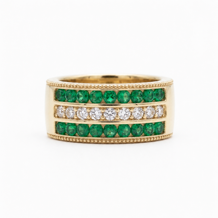Colombian Emerald & Diamond Eternity Vintage Band (6.5mm)