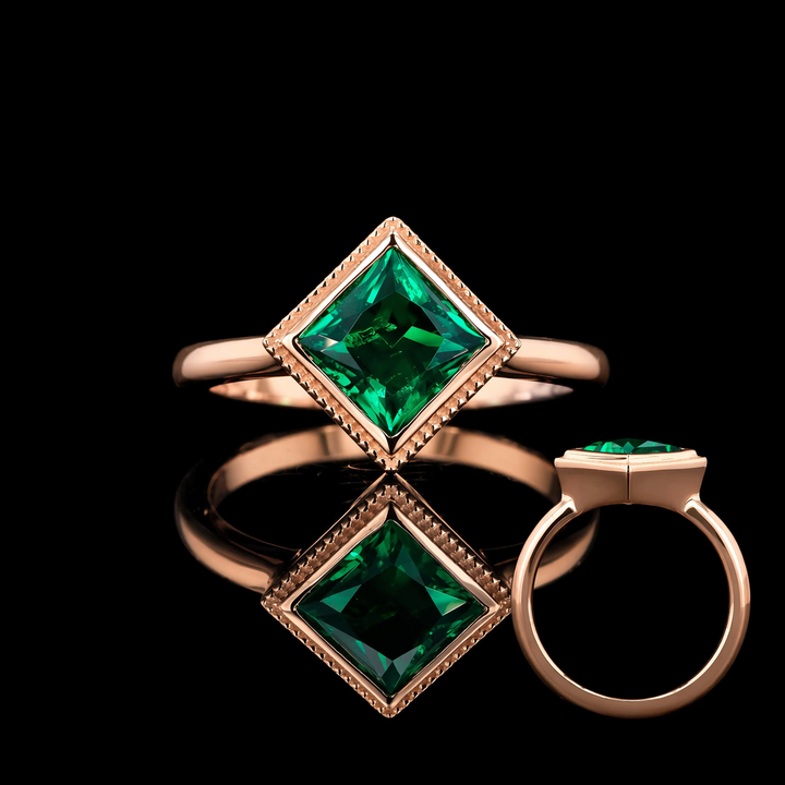 The Compass — Milgrain Bezel Emerald Ring