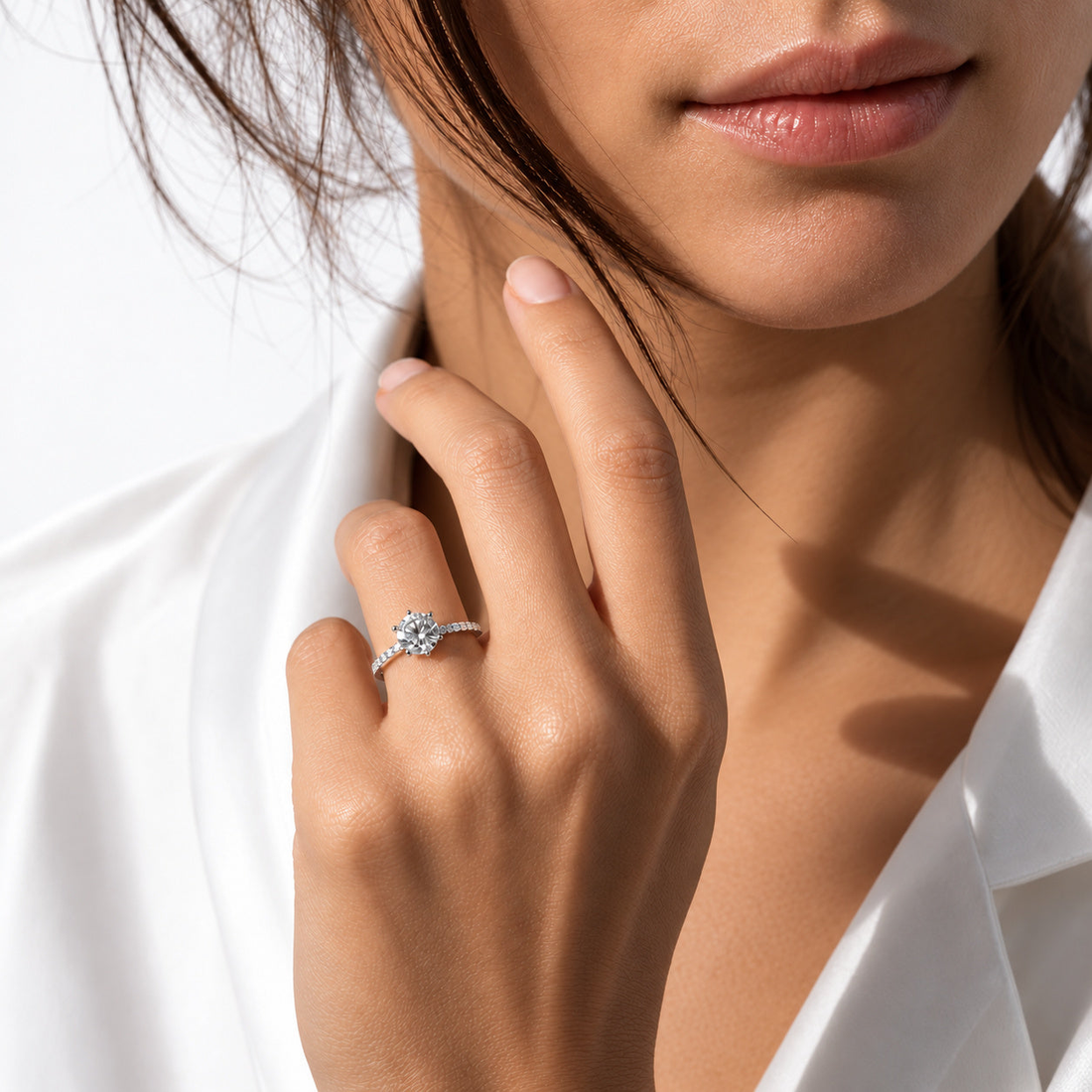 The Crown round lab diamond engagement ring, view 3