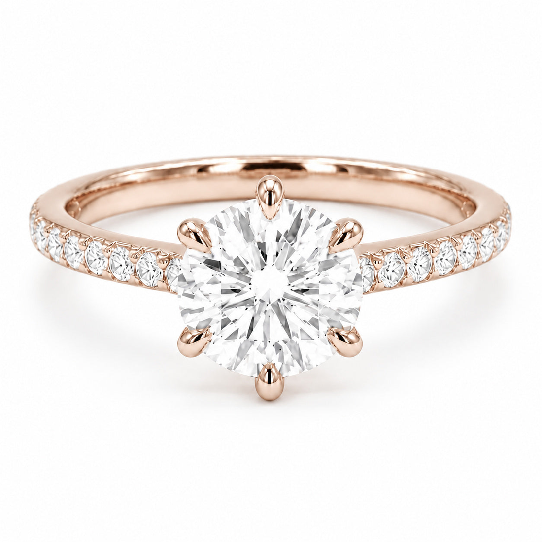 The Crown round lab diamond engagement ring in 14K rose gold