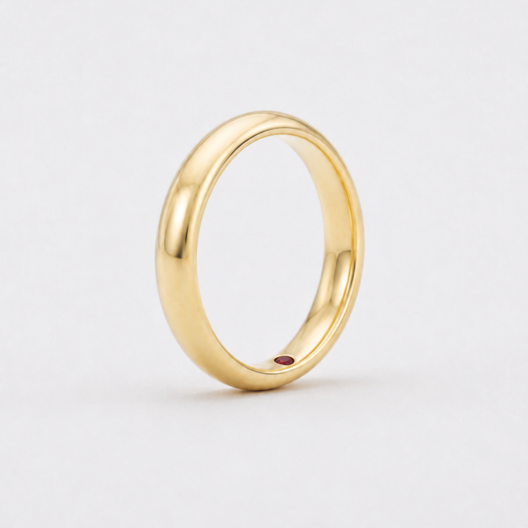 Custom Birthstone Inlay Band Ring – 3.5mm High Polish