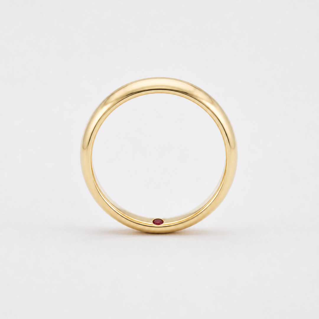 Custom Birthstone Inlay Band Ring – 3.5mm High Polish