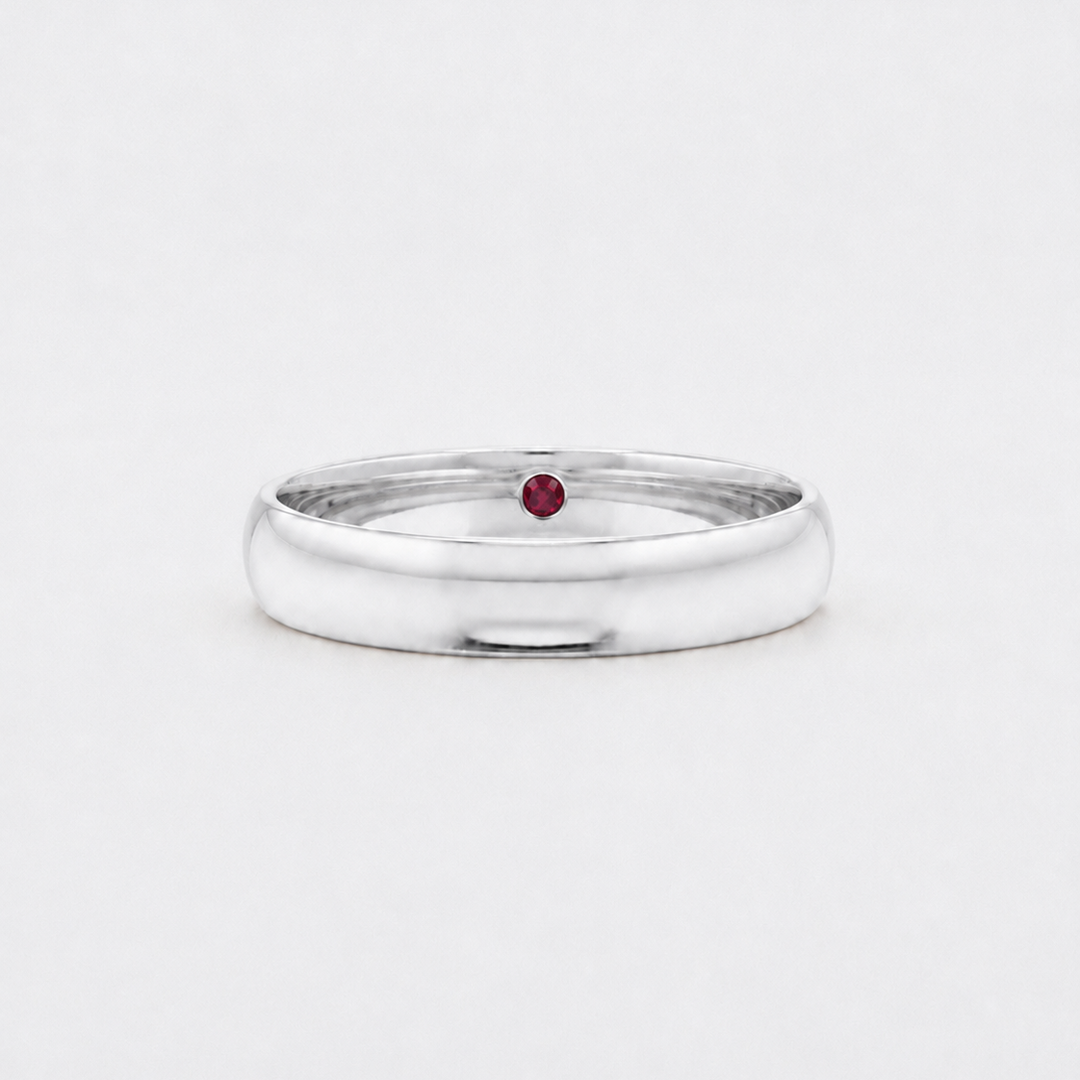Custom Birthstone Inlay Band Ring – 3.5mm High Polish