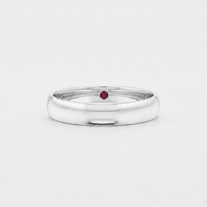 Custom Birthstone Inlay Band Ring – 3.5mm High Polish