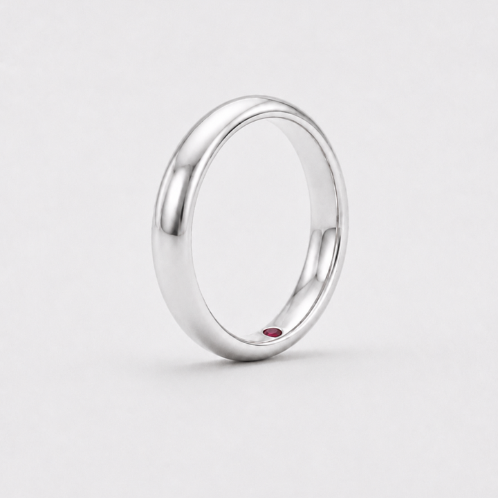 Custom Birthstone Inlay Band Ring – 3.5mm High Polish