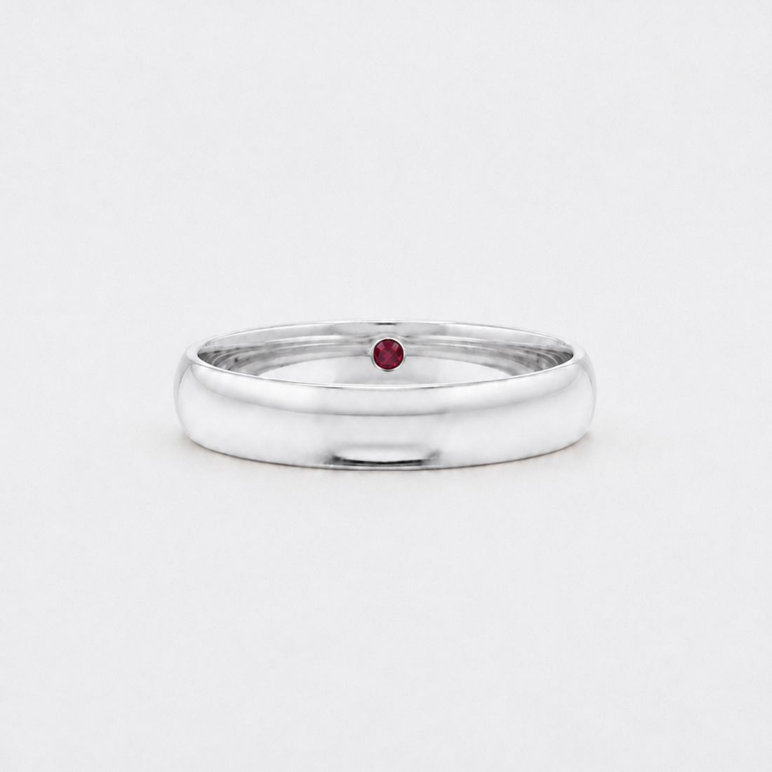 Custom birthstone inlay band, 3.5mm high polish, view 18