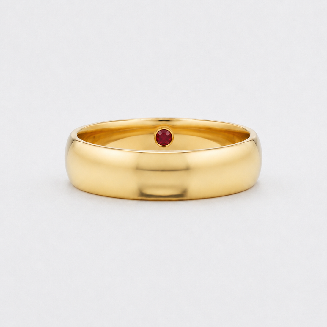 Custom birthstone inlay band, 5mm high polish, view 4