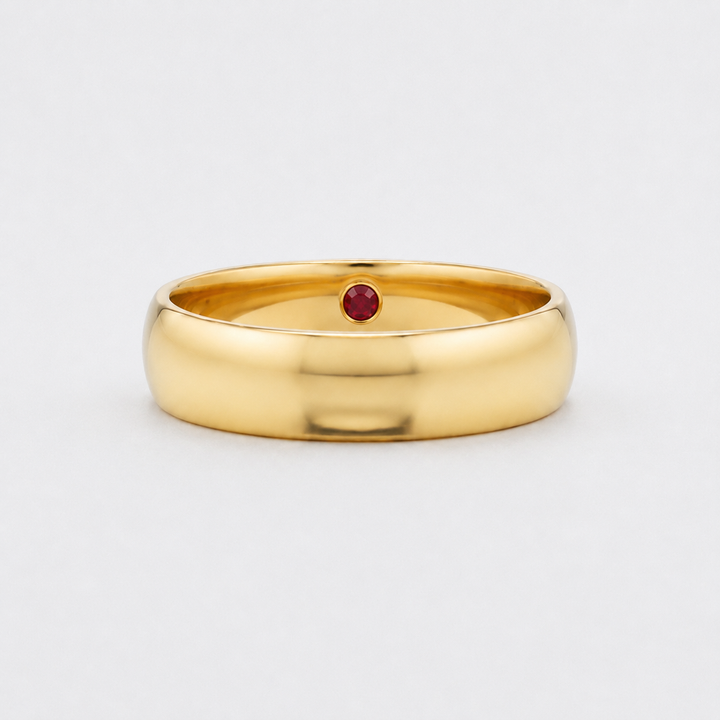 Custom Birthstone Inlay Band Ring – 5mm High Polish