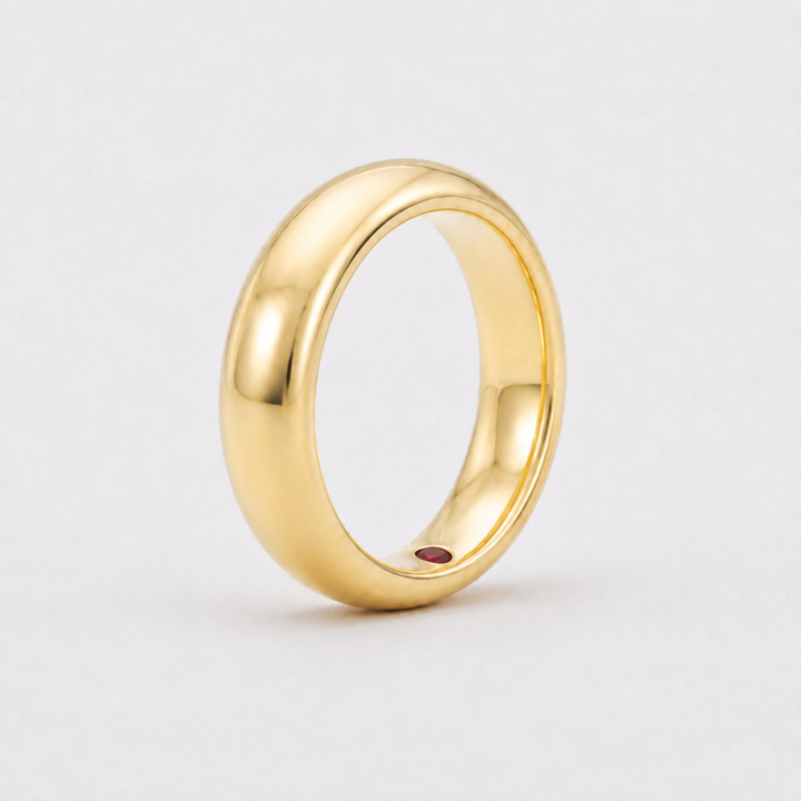 Custom Birthstone Inlay Band Ring – 5mm High Polish