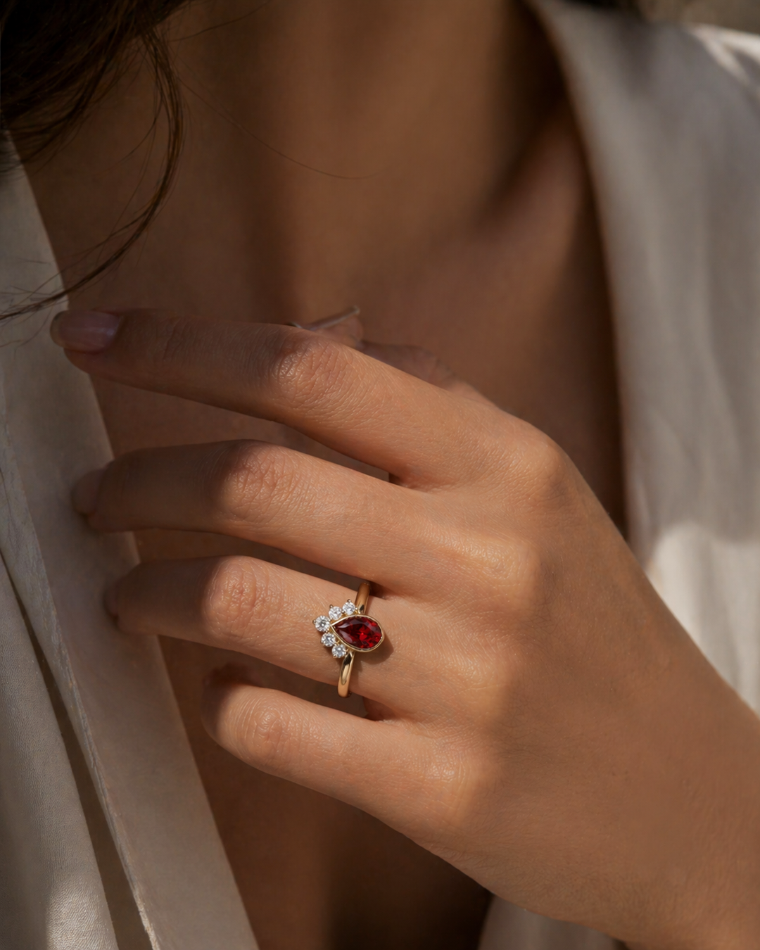 The Devotion — Pear Ruby Ring