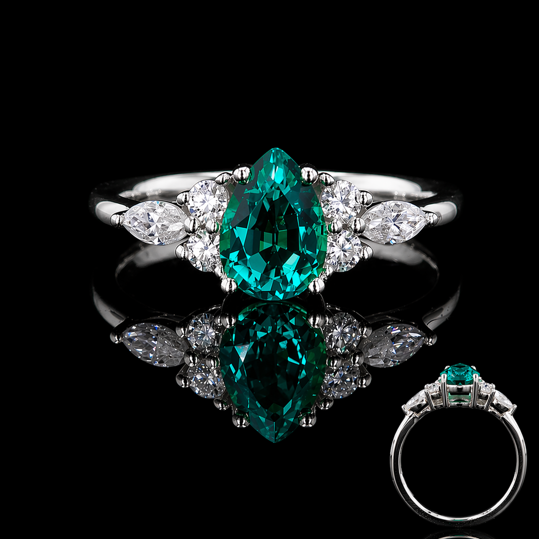 The Dew — Pear Emerald Ring