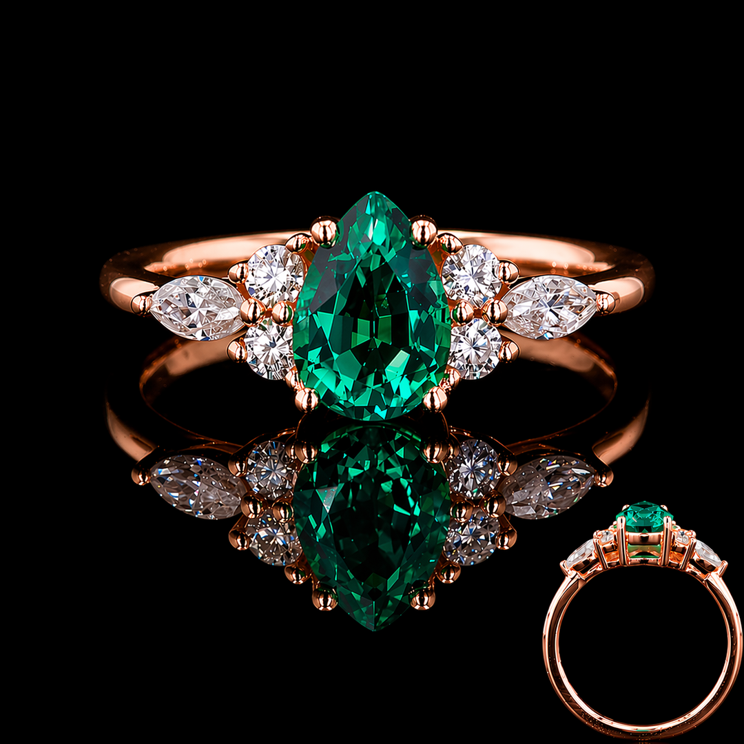 The Dew — Pear Emerald Ring