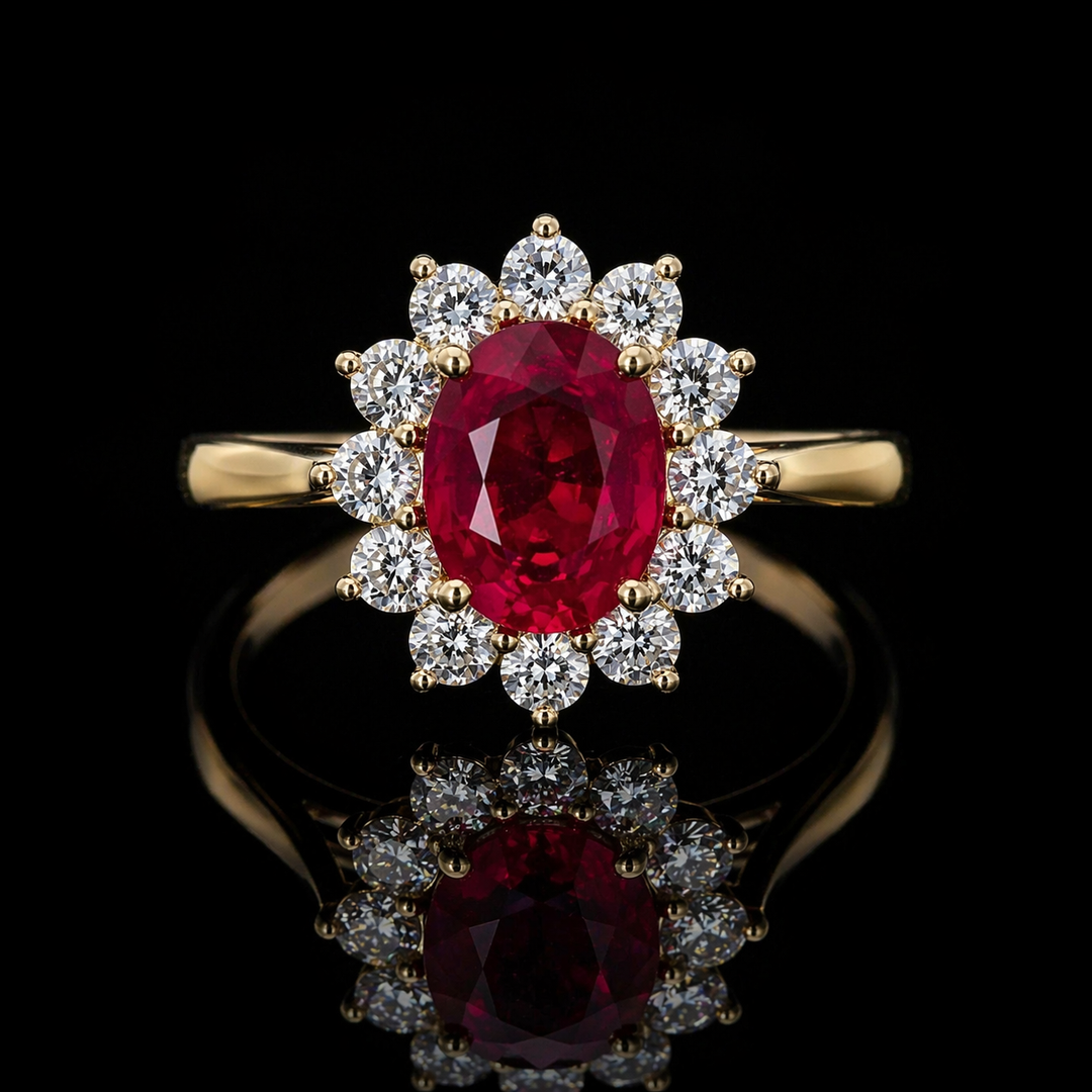The Diana — Ruby Diamond Cluster Ring