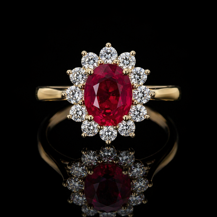 The Diana — Ruby Diamond Cluster Ring