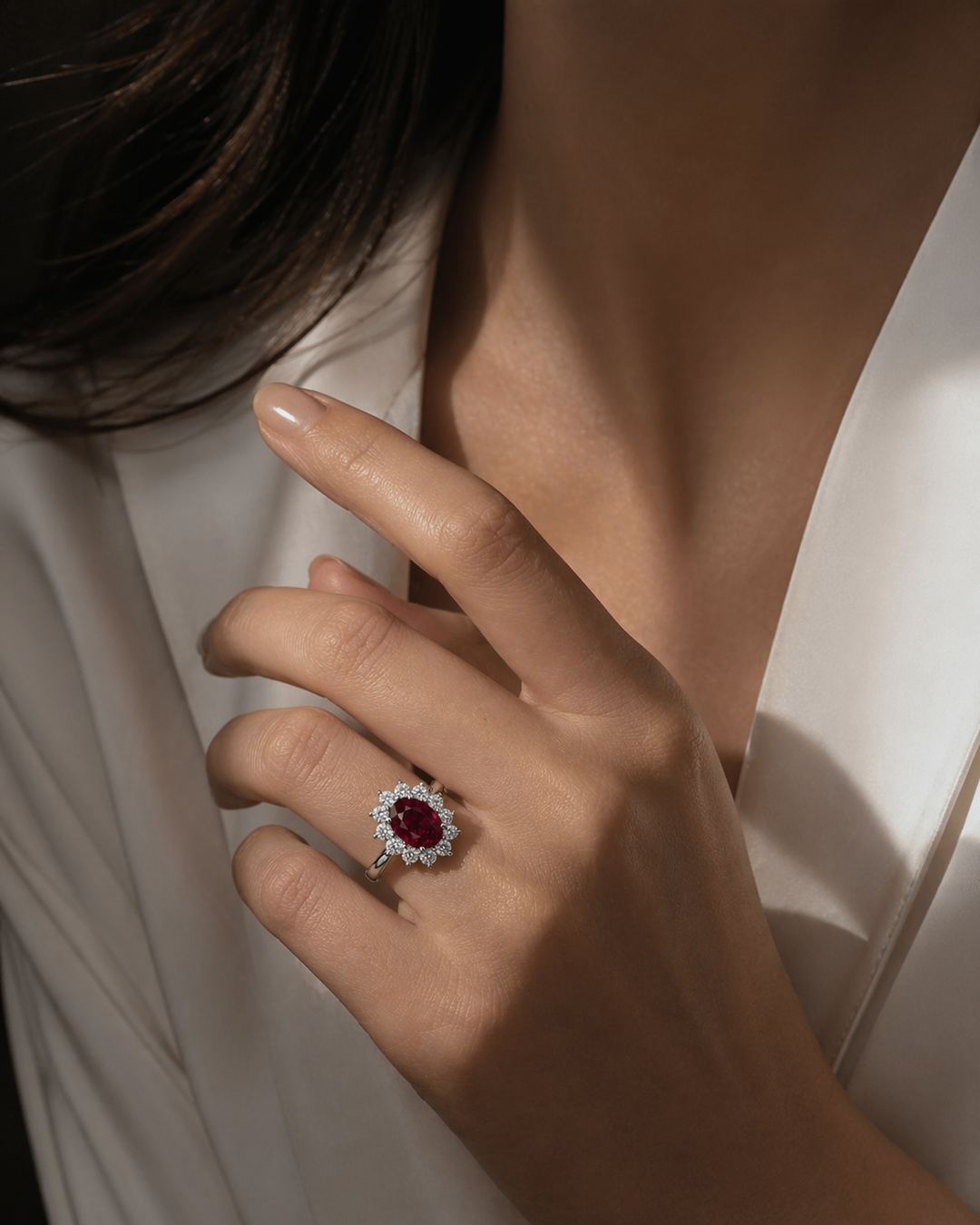 The Diana — Ruby Diamond Cluster Ring