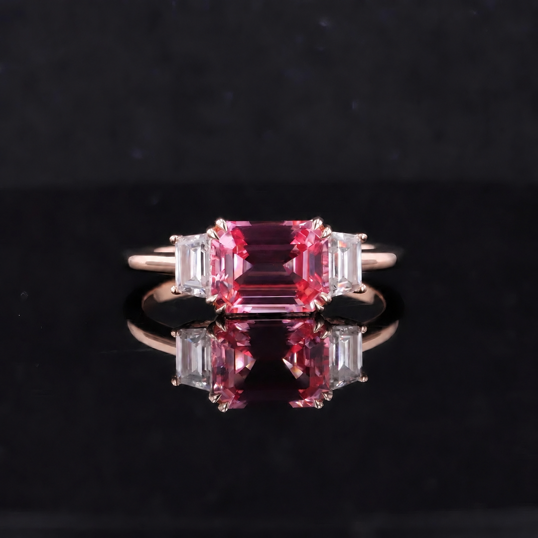 The Maribel — Pink Sapphire Three-Stone Ring