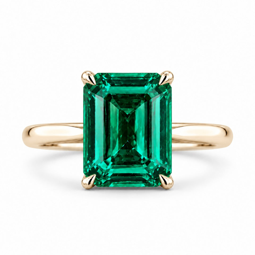 The Prime — Emerald Ring in 14K yellow gold, front view