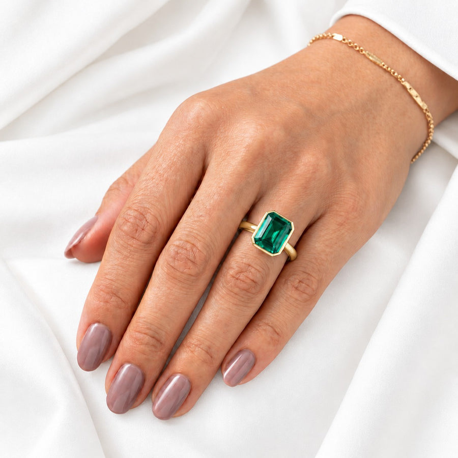 The Axis — Bezel Emerald Ring