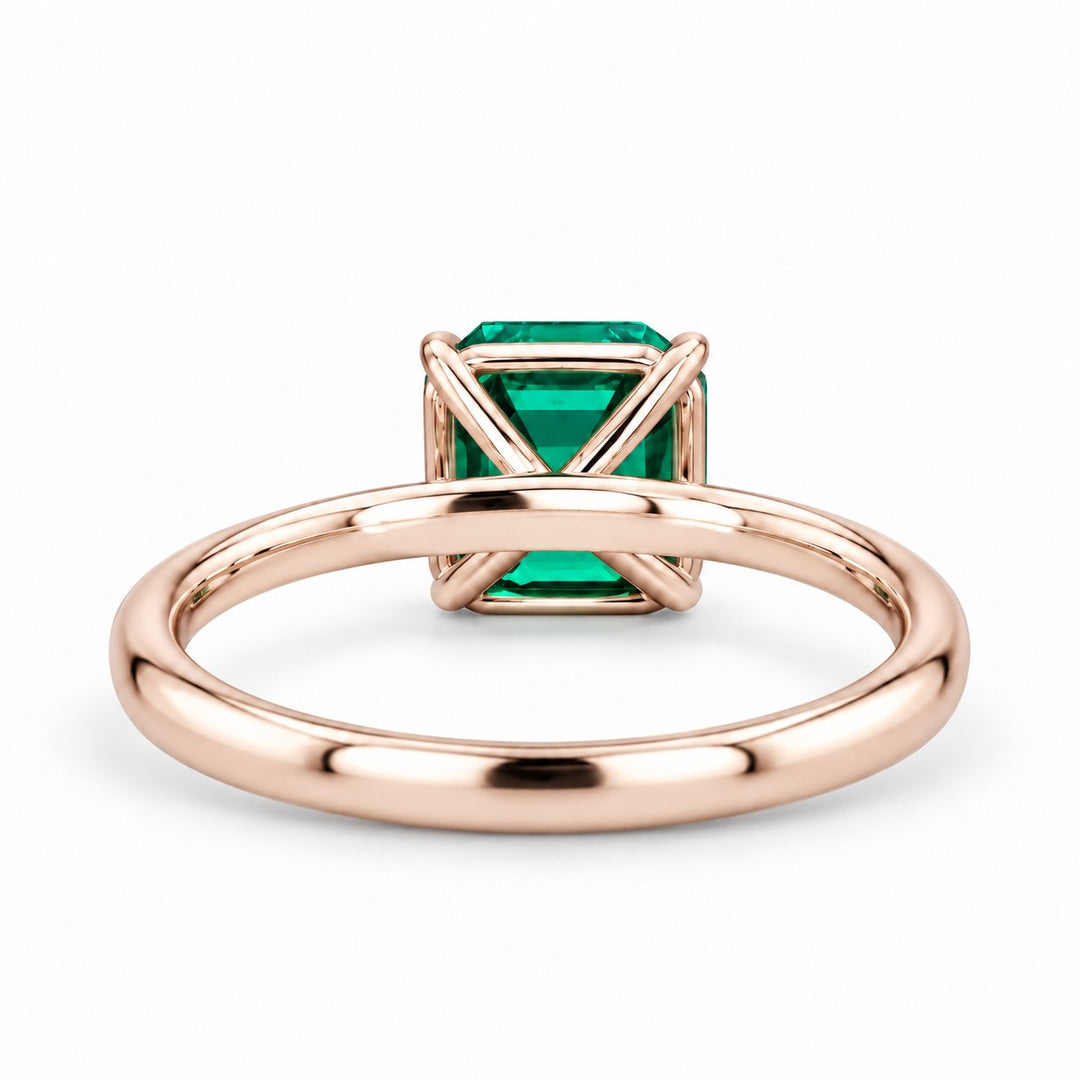 The Calibre — Emerald Accent Ring in 14K rose gold, back and setting