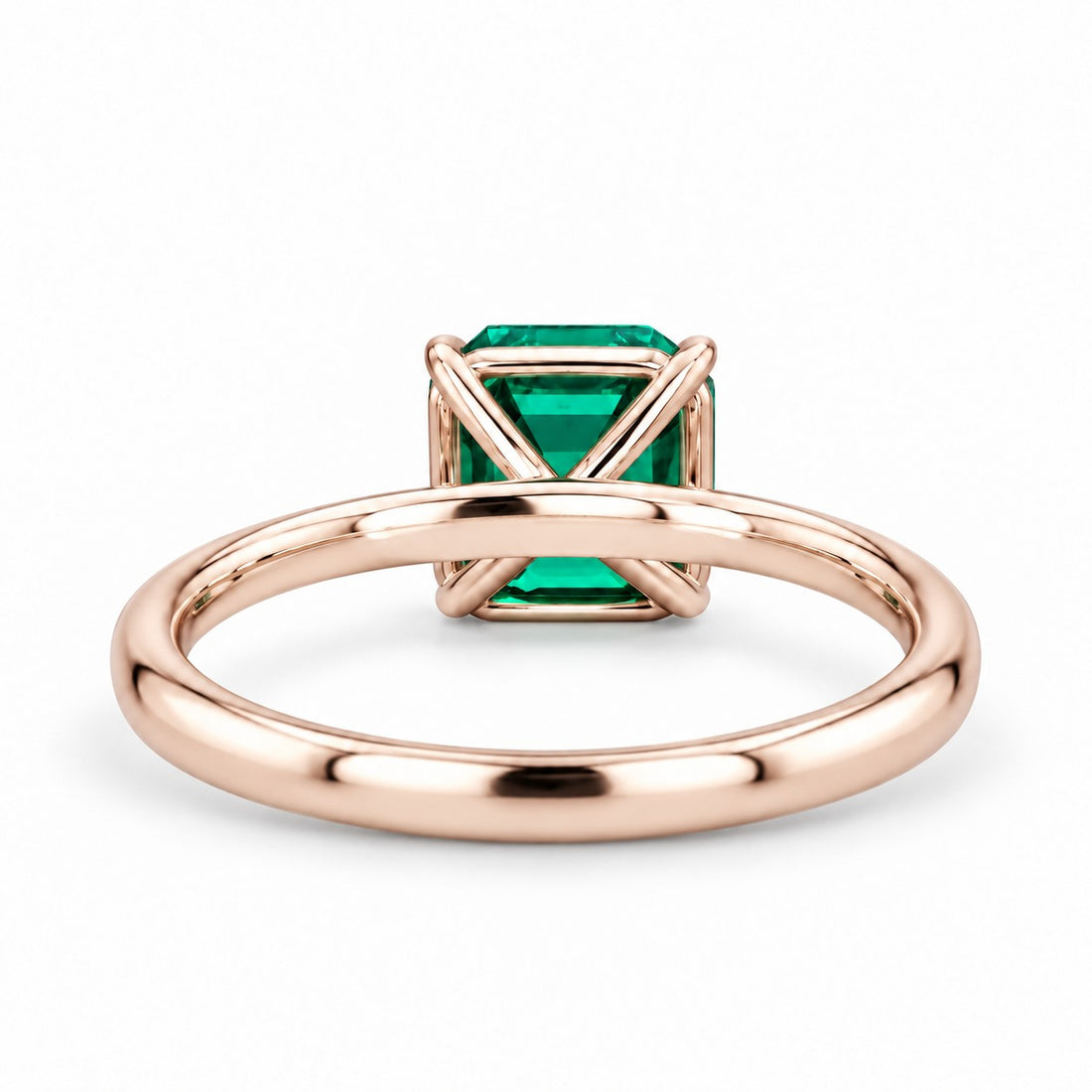 The Calibre — Emerald Accent Ring in 14K rose gold, back and setting