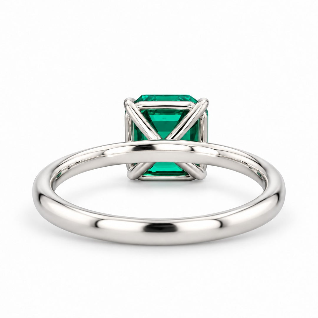 The Calibre — Emerald Accent Ring in 14K white gold, back and setting