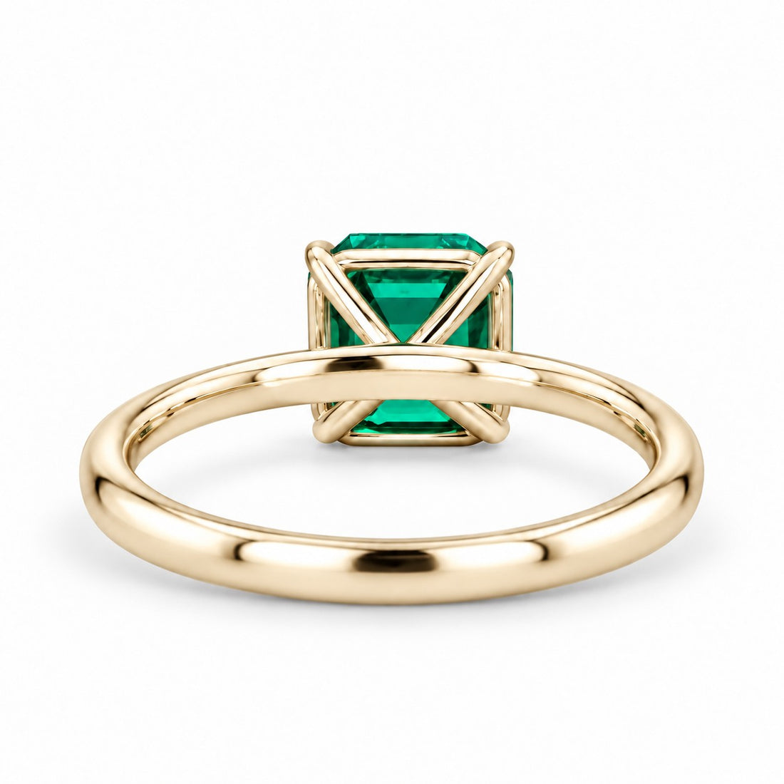 The Calibre — Emerald Accent Ring in 14K yellow gold, back and setting
