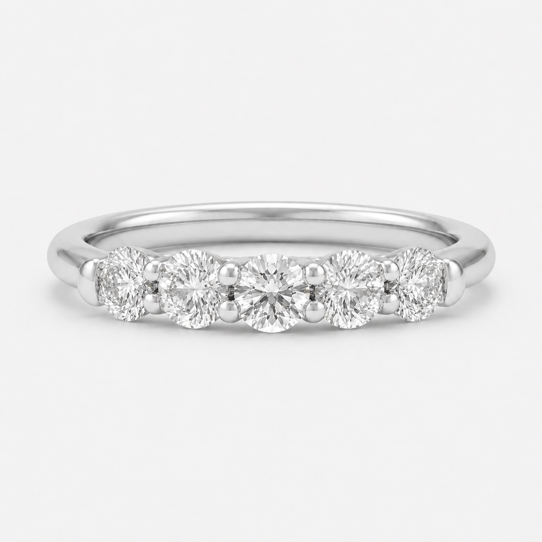 Round lab diamond five-stone band, view 4